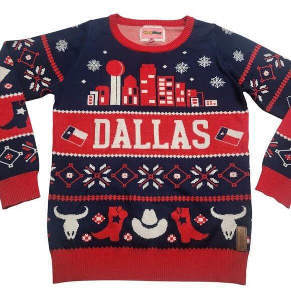 Tipsy Elves Dallas Texas Ugly Christmas Sweater Size M Adult Unisex - Picture 2 of 8